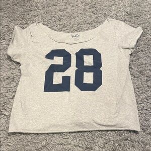 Brandy Melville Gray Tee with Navy Print